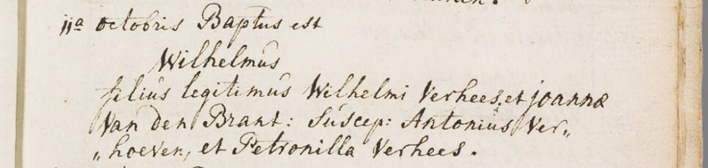 Doopinschrijving Wilhelmus Verhees 11 okt 1790