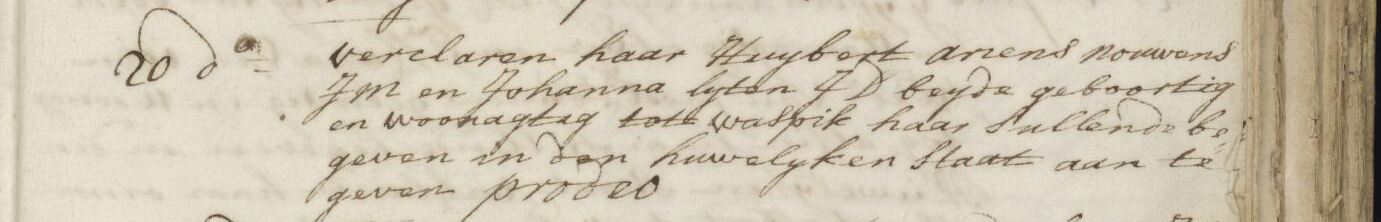 huwelijk Hubertus en Johanna 20 januari 1730